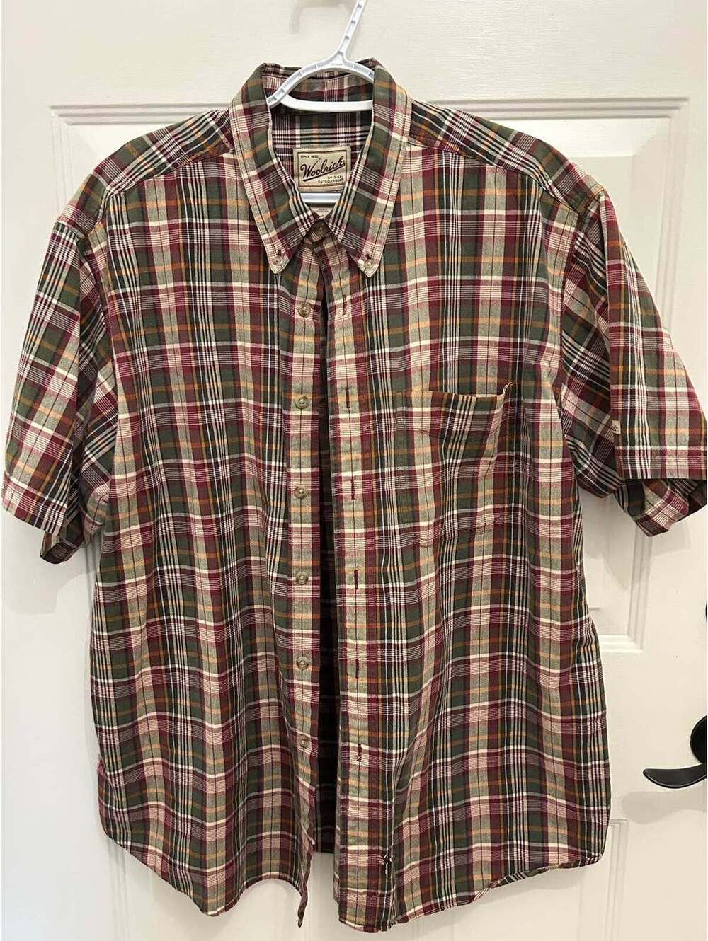 Woolrich XL Short Sleeve Plaid Button Down Shirt